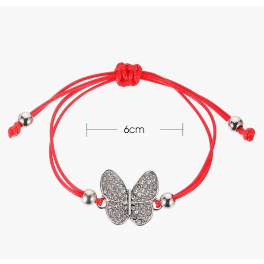 Red Robe Rhinestone Butterfly Bracelet - Picture 2 of 4